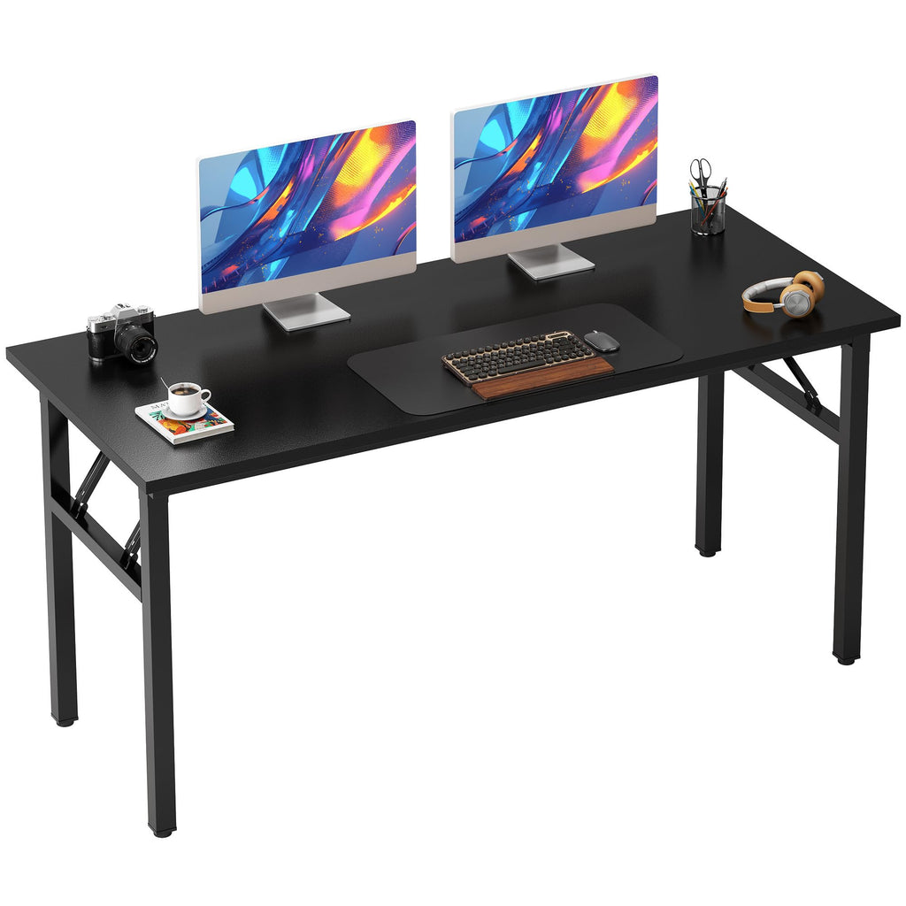 Need Folding Desk, 54 inch Large Computer Desk for Home Office, No Install Needed Study Student Writing Table Desk Workstation, Rustic Brown