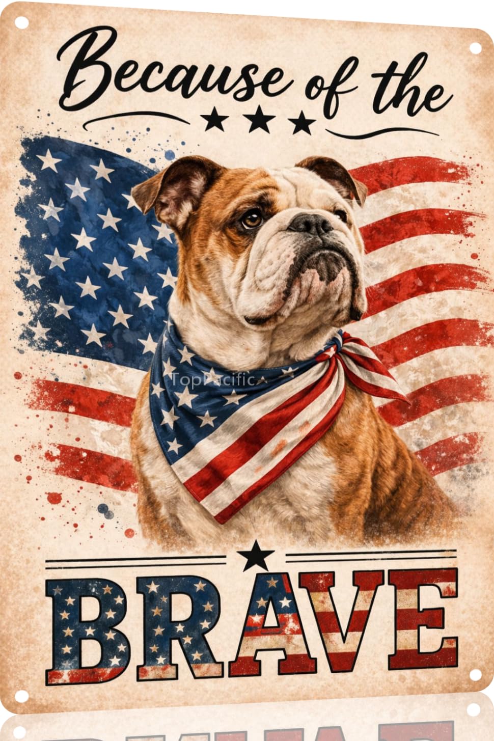 Patriotic Brittany-Spaniel Funny Tin Sign 12x8 Inch Vintage Metal Wall 4th of July Independence Day Art Retro Humor for Bathroom Kitchen Bedroom Room Home Gift Decoration(58978)