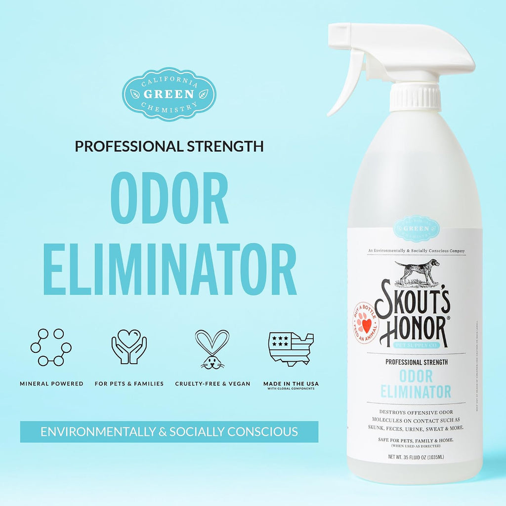 Skout's Honor Odor Eliminator - Plant-Powered Deodorizer for Offensive Pet Odors, Destroys Molecules On Contact - Biodegradable, Eco-Friendly, No Residue, 35 oz