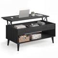 VASAGLE Lift Top Coffee Table, Lift Tabletop Dining Table, Gas Spring, Hidden Compartment, Open Storage Shelf, for Living Room, Home Office, Honey Brown ULCT268KB01S