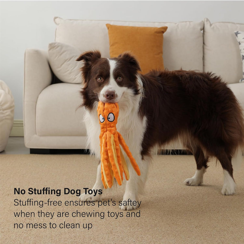 CPYOSN Dog Squeaky Toys Octopus - No Stuffing Crinkle Plush Toys for Puppy Teething, Durable Interactive Chew Toys for Small, Medium and Large Dogs Training and Reduce Boredom, 2 Pack