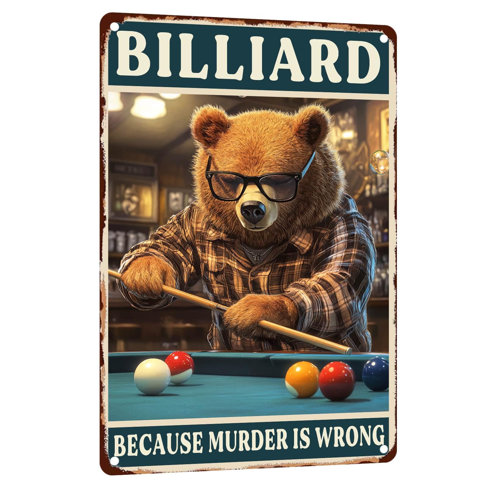 Billiards Metal Sign Less Talk More Chalk Billiards Vintage Art Wall Decor Funny Pool Decor for Man Cave Game Room Bar Garage Billiard Room 8x12 Inch
