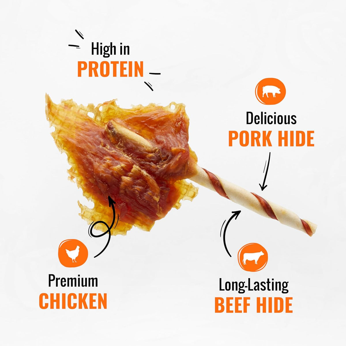 Good ‘n’ Fun Triple Flavor Wings Chews for All Dogs, Treat Your Dog to Long-Lasting Chews Made with Chicken, Beef Hide and Pork Hide, 8 oz