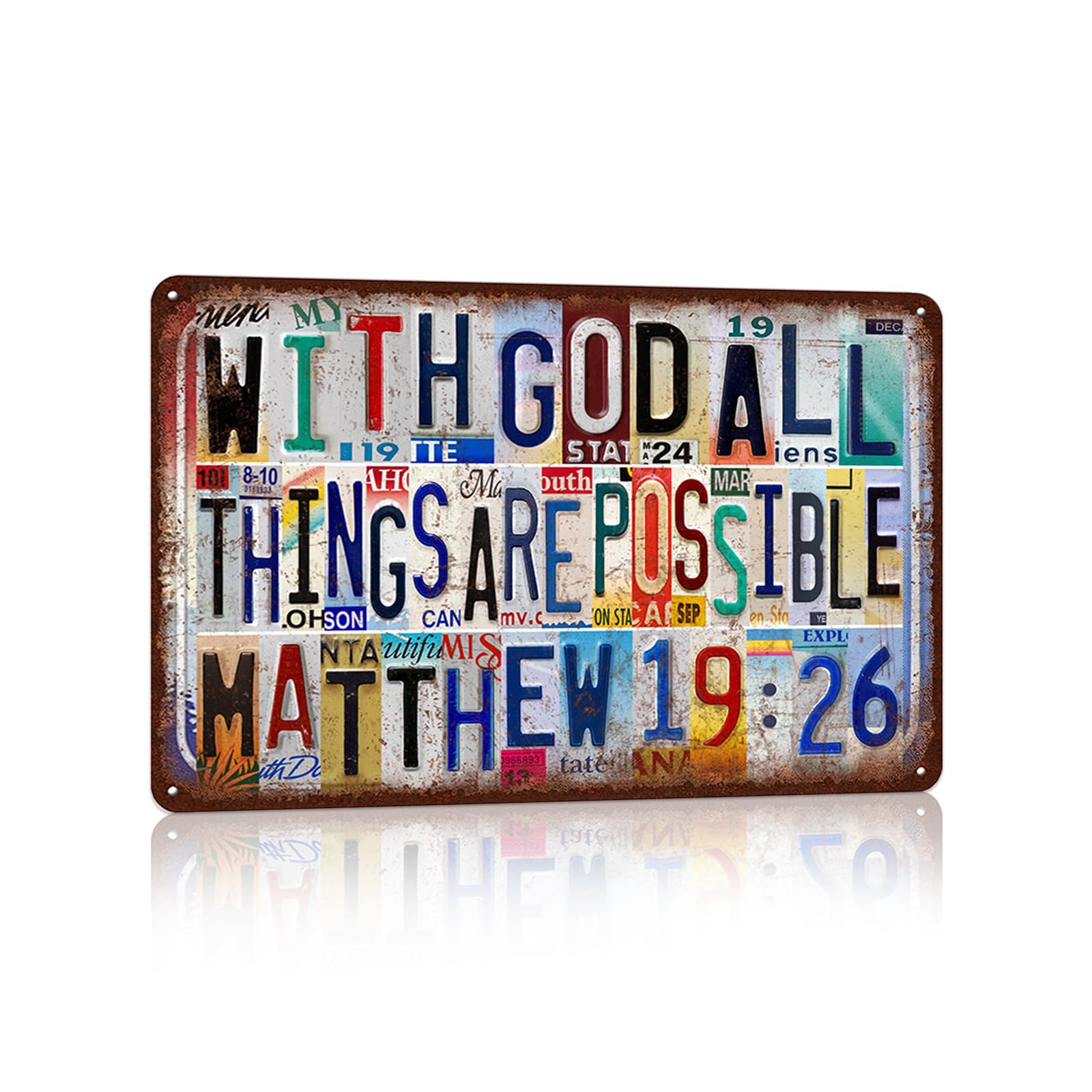 Vintage God Is Within You Wall Decor Biblical Quotation Metal Tin Signs for Bedroom Office Prayer Room,12x8 inch
