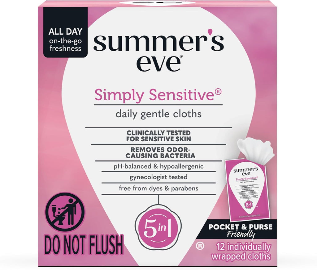 Summer's Eve Amber Nights Feminine Wipes, with Gentle pH-Balanced Formula Designed to Remove Odor, Individually Wrapped Wipes, 12 Count