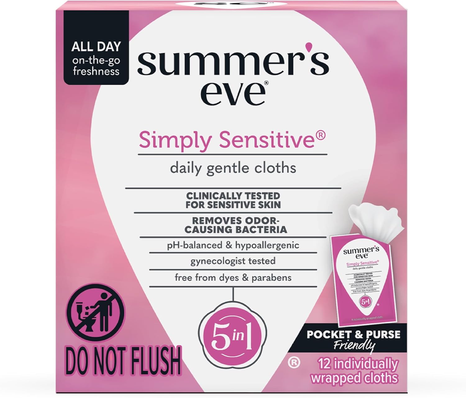 Summer's Eve Amber Nights Feminine Wipes, with Gentle pH-Balanced Formula Designed to Remove Odor, Individually Wrapped Wipes, 12 Count