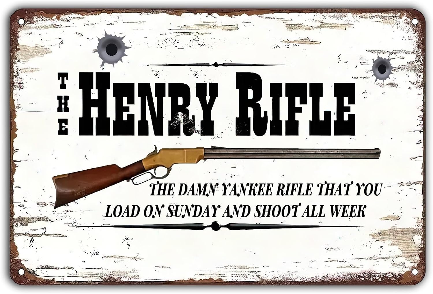 The Henry Rifle Vintage Metal Tin Sign Hunting Wall Decor Antique Tin Signs Guns Metal Signs Metal Plaque for Home Club Cafe Office Garden Man Cave Decor 8x12 inch