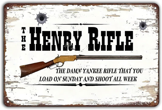 The Henry Rifle Vintage Metal Tin Sign Hunting Wall Decor Antique Tin Signs Guns Metal Signs Metal Plaque for Home Club Cafe Office Garden Man Cave Decor 8x12 inch