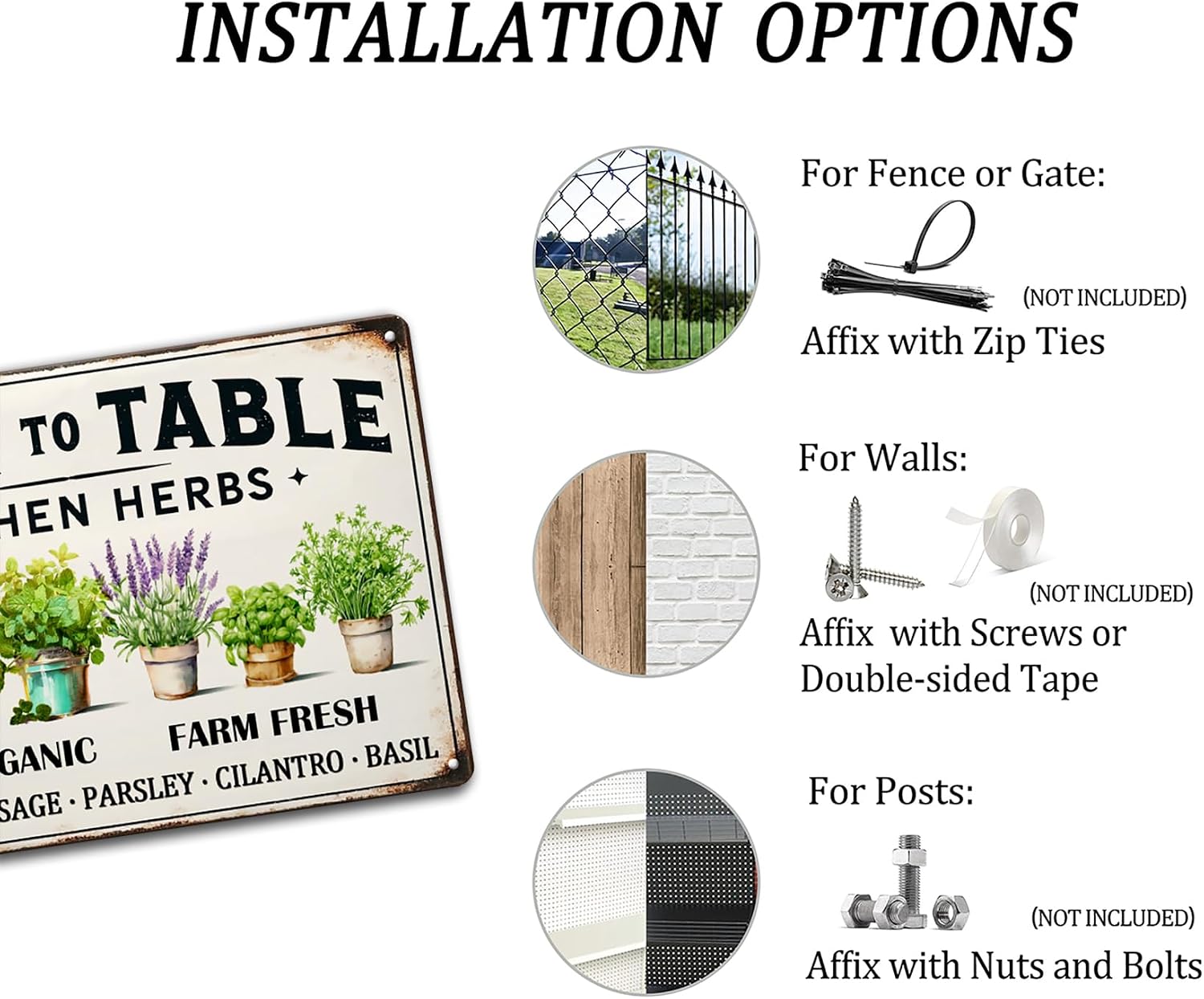 Generic Kitchen Herbs Metal Sign Farm To Table Tin Sign Vintage Wall Art Decor For Kitchen Garden Farmhouse 8x12 Inch