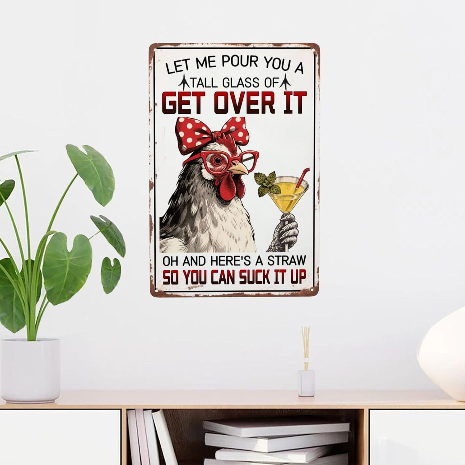 Let Me Pour You A Tall Glass Of Get Over It Vintage Metal Tin Sign Retro Rustproof Funny Art Wall Decor Gift 8x12 Inch