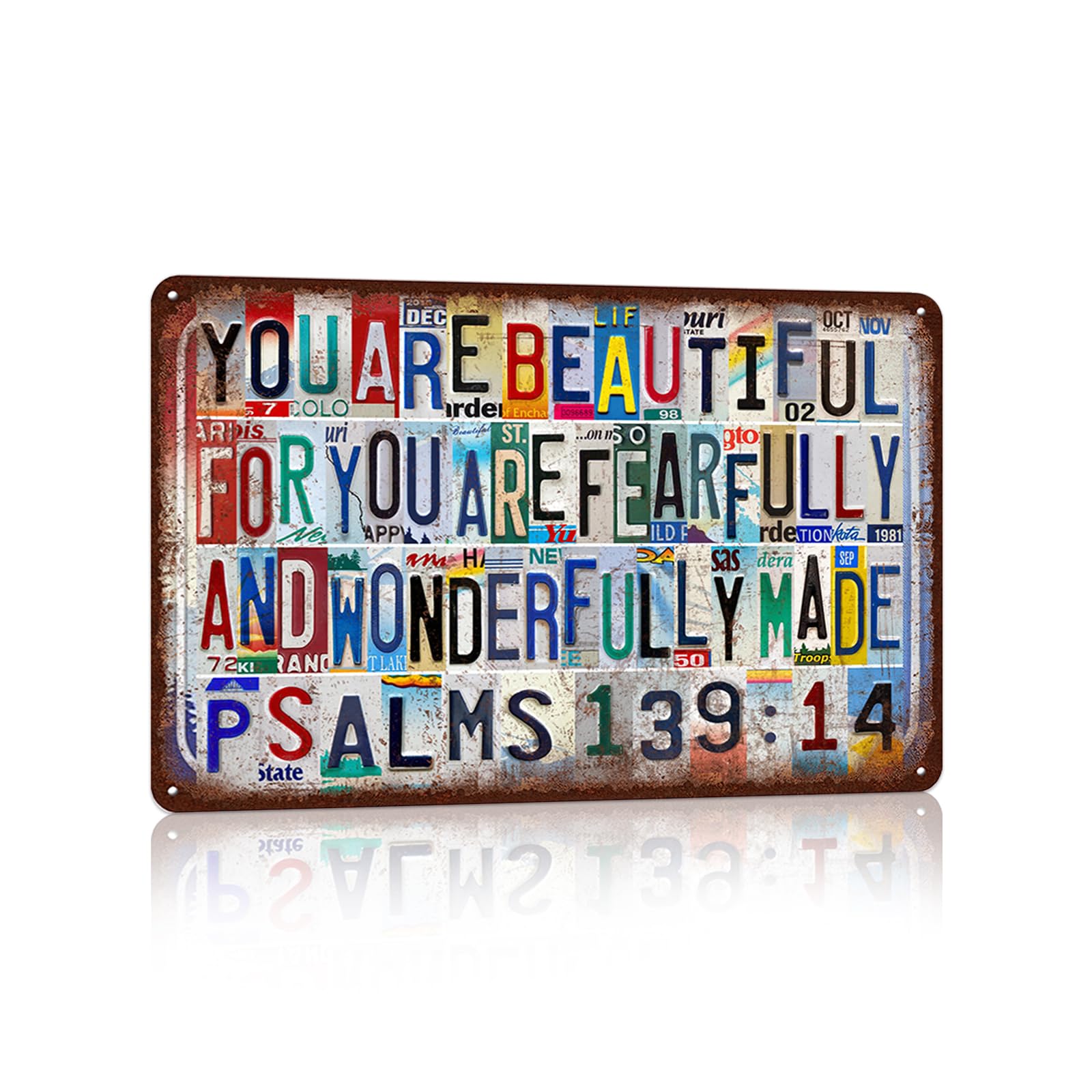 Vintage God Is Within You Wall Decor Biblical Quotation Metal Tin Signs for Bedroom Office Prayer Room,12x8 inch