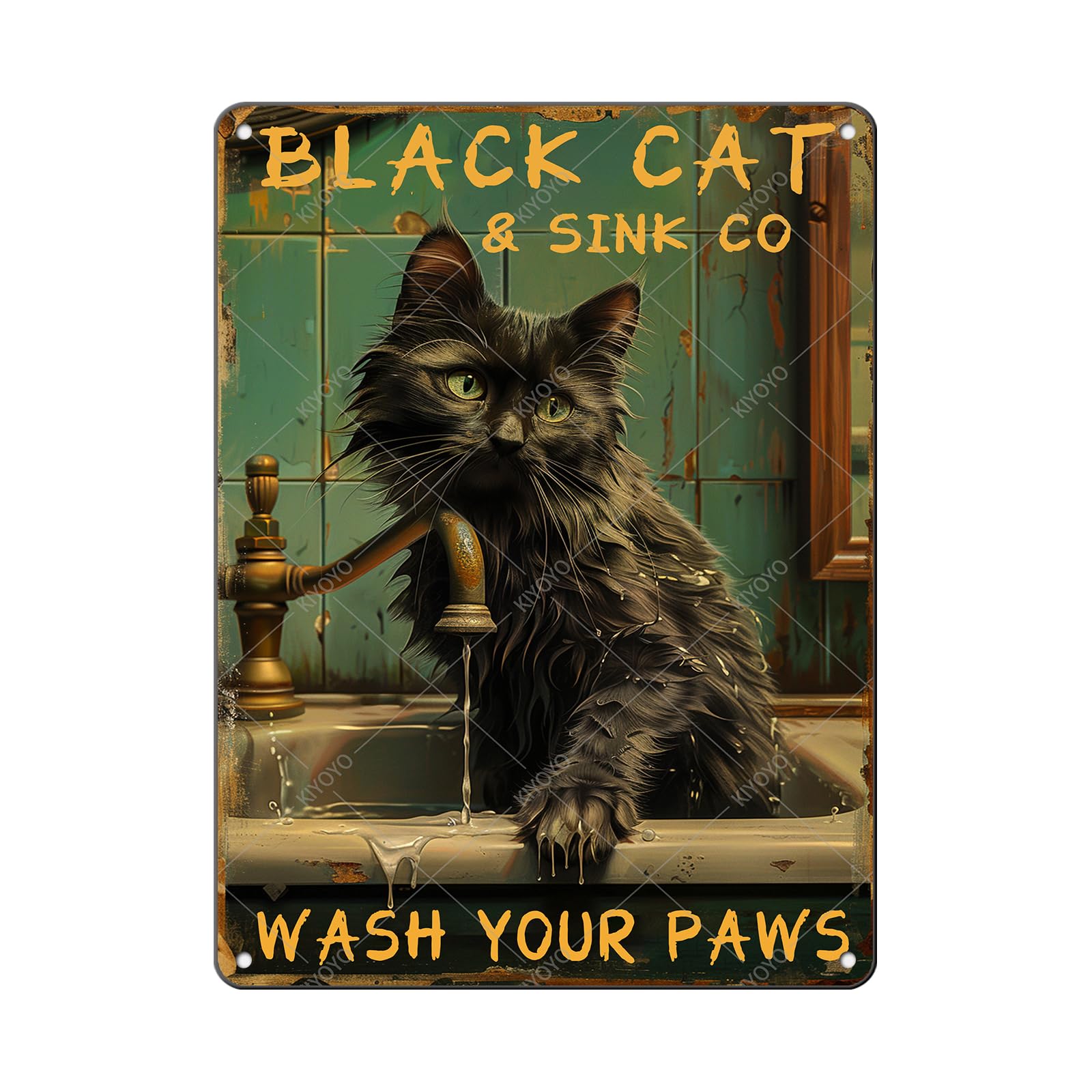 Funny Bear Metal Tin Sign Black and White Bathroom Vintage Bathroom Signs Restroom Wall Decor 12x8 Inch