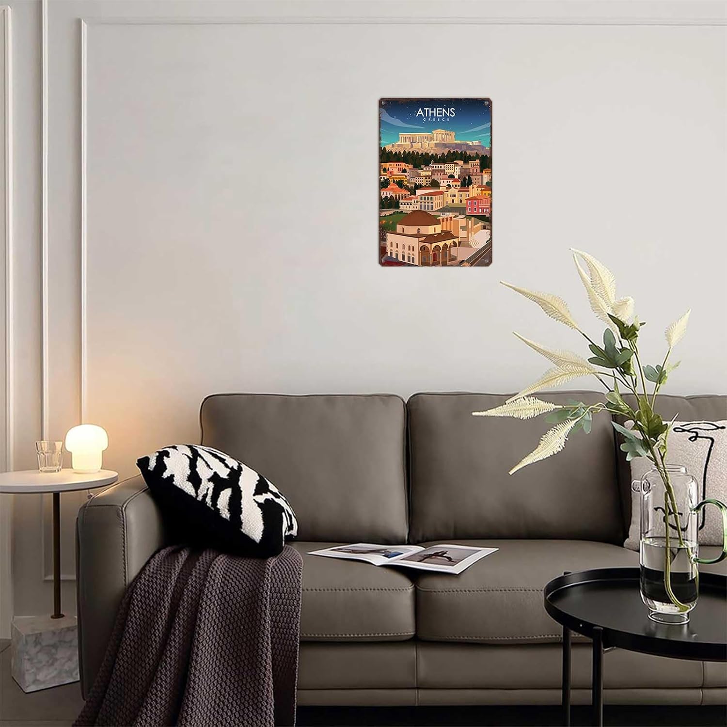Vintage Metal Tin Sign Athens Greece Travel Art Poster-Wall Art Decor for Home Room Office Dorm Decor 8X12inch