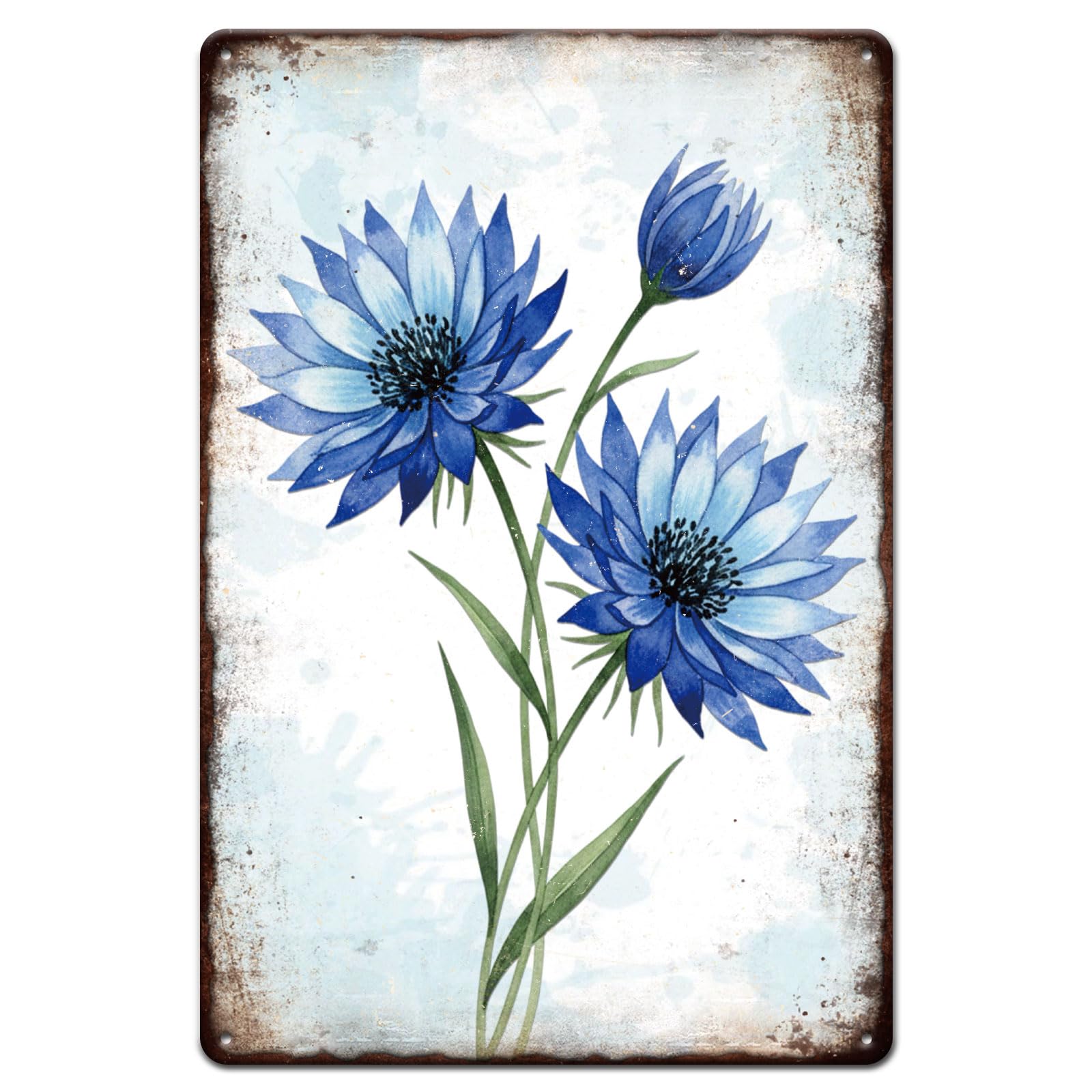 GLOBLELAND Lavender Metal Tin Sign 8x12in Flower Bouquet Vintage Painting Tin Signs Wall Poster Plaque for Gardens Patios Dining Rooms Living Rooms Bedrooms Floral Shops