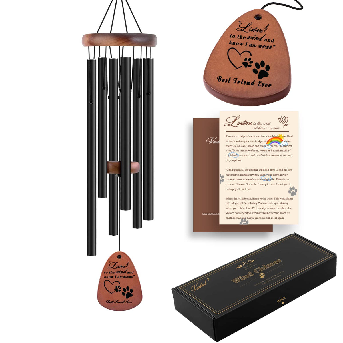 Dog Memorial Gifts, 28" Pet Memorial Wind Chimes, Loss of Dog Sympathy Gift, Pet Loss Passing Away Remembrance Bereavement Gift