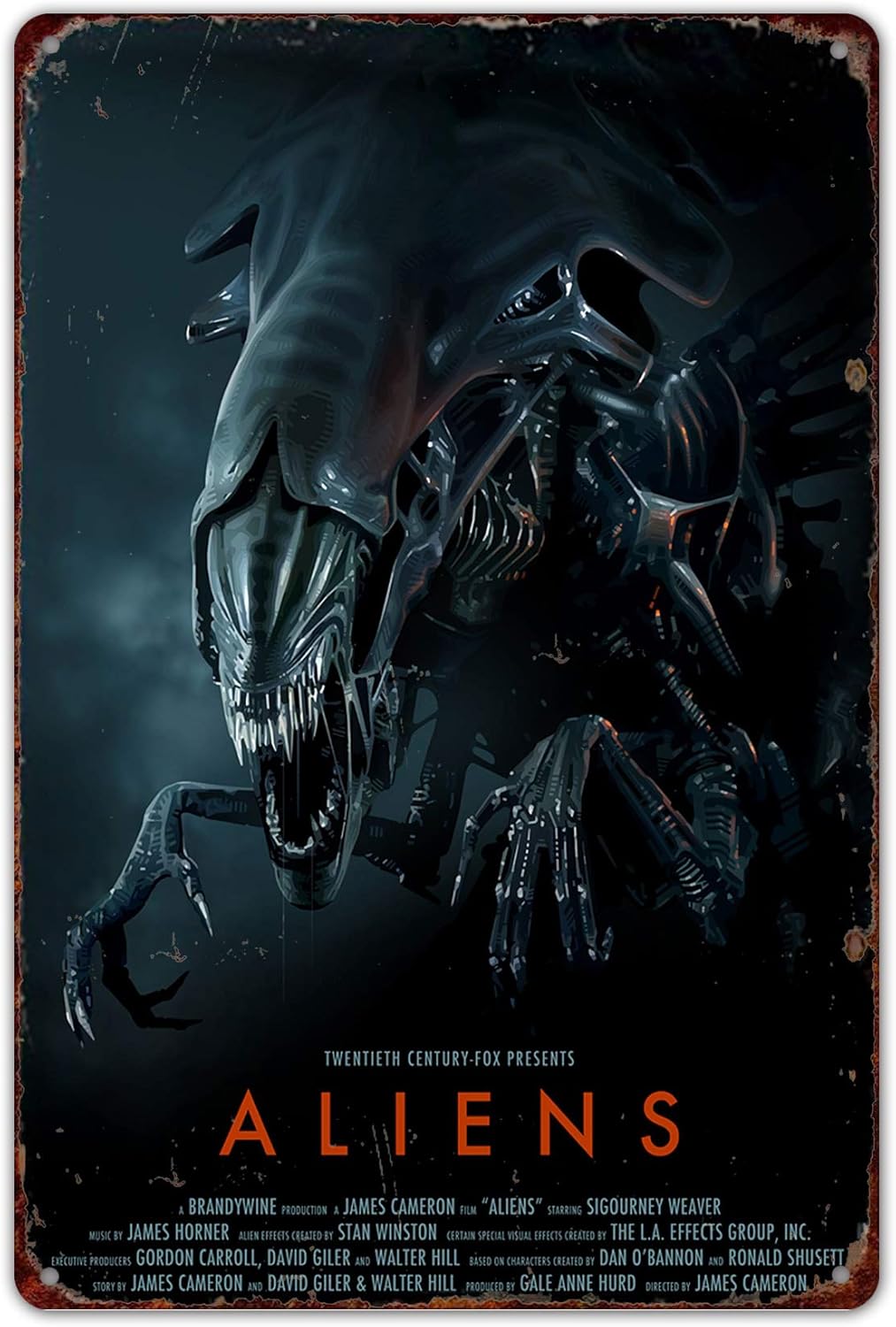 HomDeo Metal Signs Vintage Novelty Wall Decor Aliens Movie Poster Vintage for Bar Ranch Cafe Laundry Room Gym Wine Cellar Tin Sign 8" w x 12" h
