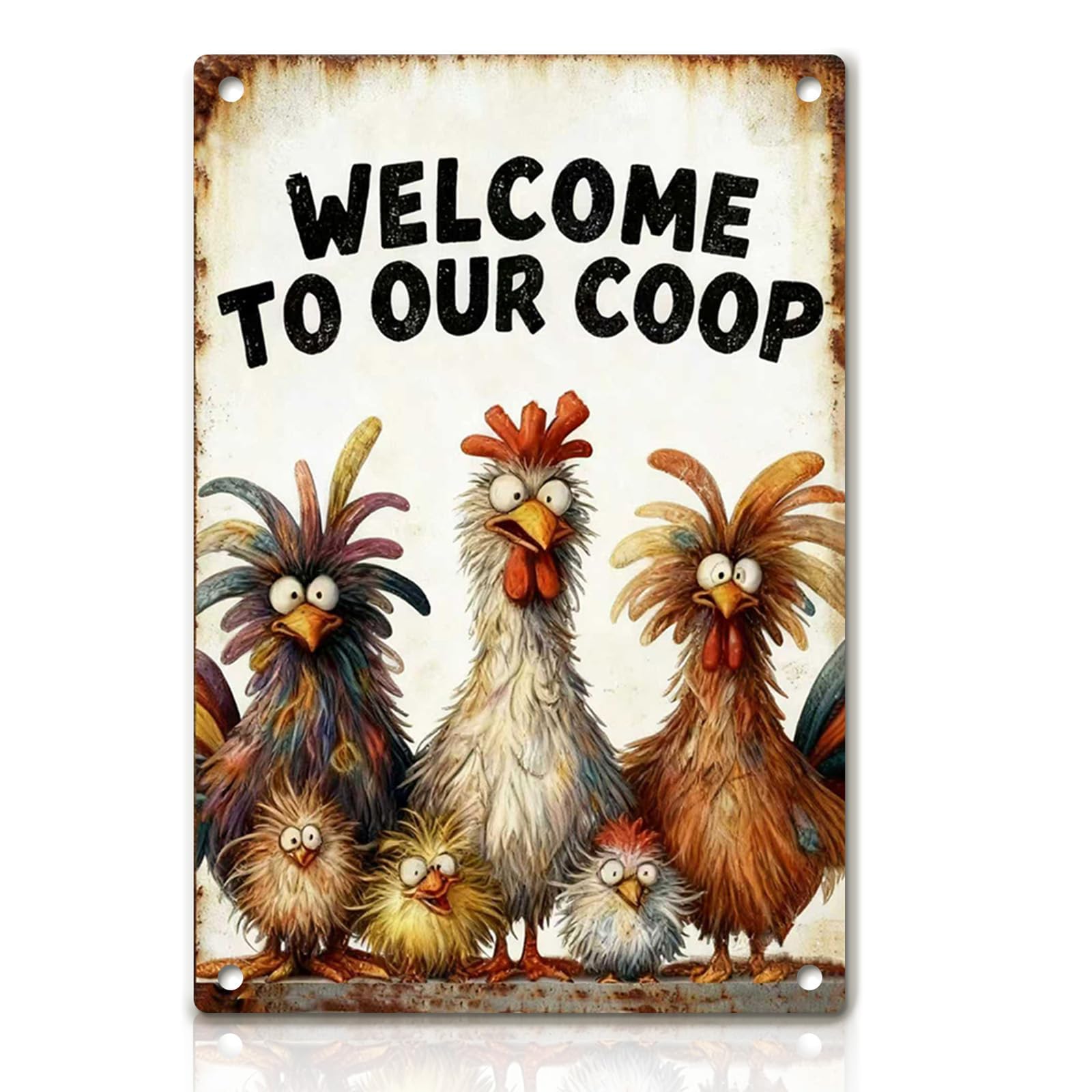 Chicken Metal Decor Sign Vintage Metal Tin Sign Wall Art Decor Cool Chicks Live Here Chicken Coop Signs Accessories for Outdoor Decorations Gifts for Women and Hen Lovers 8 X 12 Inch