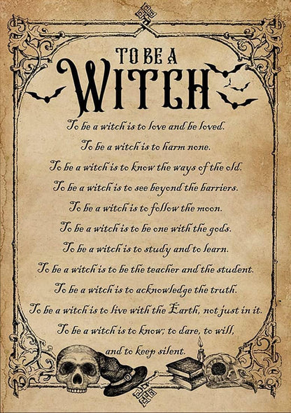 Noete To Be A Witch List Wicked Witch Halloween Art Witch With Brooms Witch And Moon Art Metal Tin Sign Poster Wall Plaque, Brown, 8 x 12 Inch