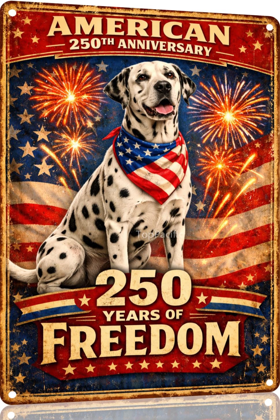American 250th Anniversary Border Collie Funny Tin Sign 12x8 Inch Independence Day Vintage Metal Wall Art Retro Humor for Kitchen Bedroom Room Home Gift Decoration(59342)