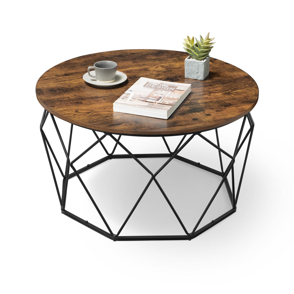 VASAGLE MAEZO Collection - Round Coffee Table, 31.5-Inch Center Table, Tapered Legs, Curved Transitions, Easy to Assemble, for Living Room, Honey Brown ULCT251KB01S