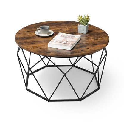 VASAGLE MAEZO Collection - Round Coffee Table, 31.5-Inch Center Table, Tapered Legs, Curved Transitions, Easy to Assemble, for Living Room, Honey Brown ULCT251KB01S
