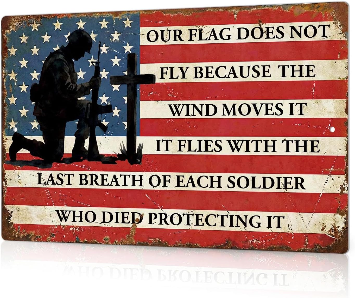Putuo Decor Patriotic American Solider Tin Metal Sign, Memorial Day Military Veterans US Decor Outdoor Indoor Vintage Independence Day Wall Art for Home Bar Club Cafe Man Cave Decor 12x8 in
