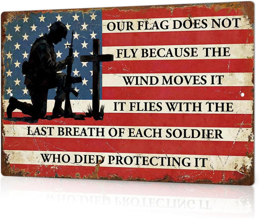 Putuo Decor Patriotic American Solider Tin Metal Sign, Memorial Day Military Veterans US Decor Outdoor Indoor Vintage Independence Day Wall Art for Home Bar Club Cafe Man Cave Decor 12x8 in
