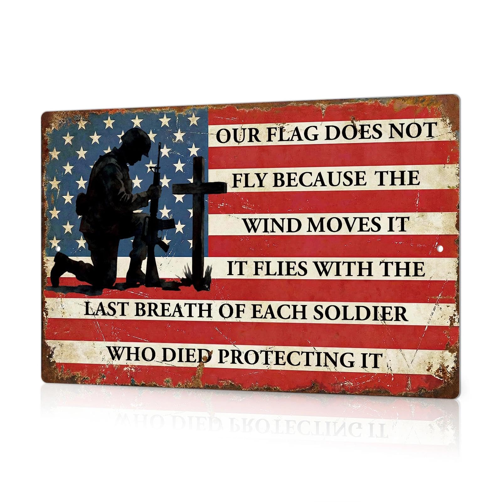 Putuo Decor Patriotic American Solider Tin Metal Sign, Memorial Day Military Veterans US Decor Outdoor Indoor Vintage Independence Day Wall Art for Home Bar Club Cafe Man Cave Decor 12x8 in