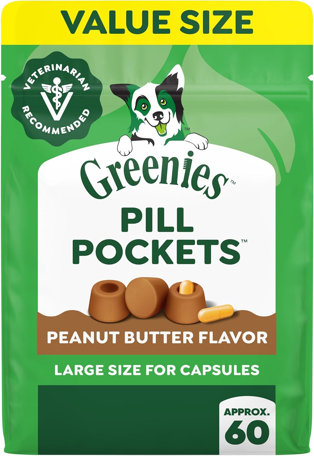Greenies Pill Pockets for Dogs Large Size, Dog Treat Pouch for Capsule Medication, Peanut Butter Flavor, 15.8 oz. Pouch