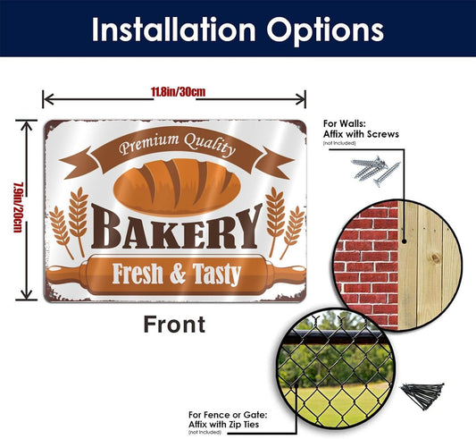 Man Cave Decor Premium Quality Bakery Vintage Metal Bakery Tin Signs Iron Painting Wall Bread Shop Dessert Shop 8x12 Inch