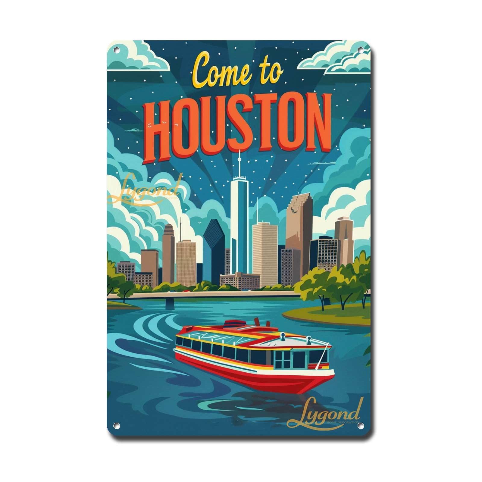 Lygond Metal Sign Tin Sign Vintage Wall Art Come to Chicago Travel Greenhouse Decor for Gift 8×12 Inches
