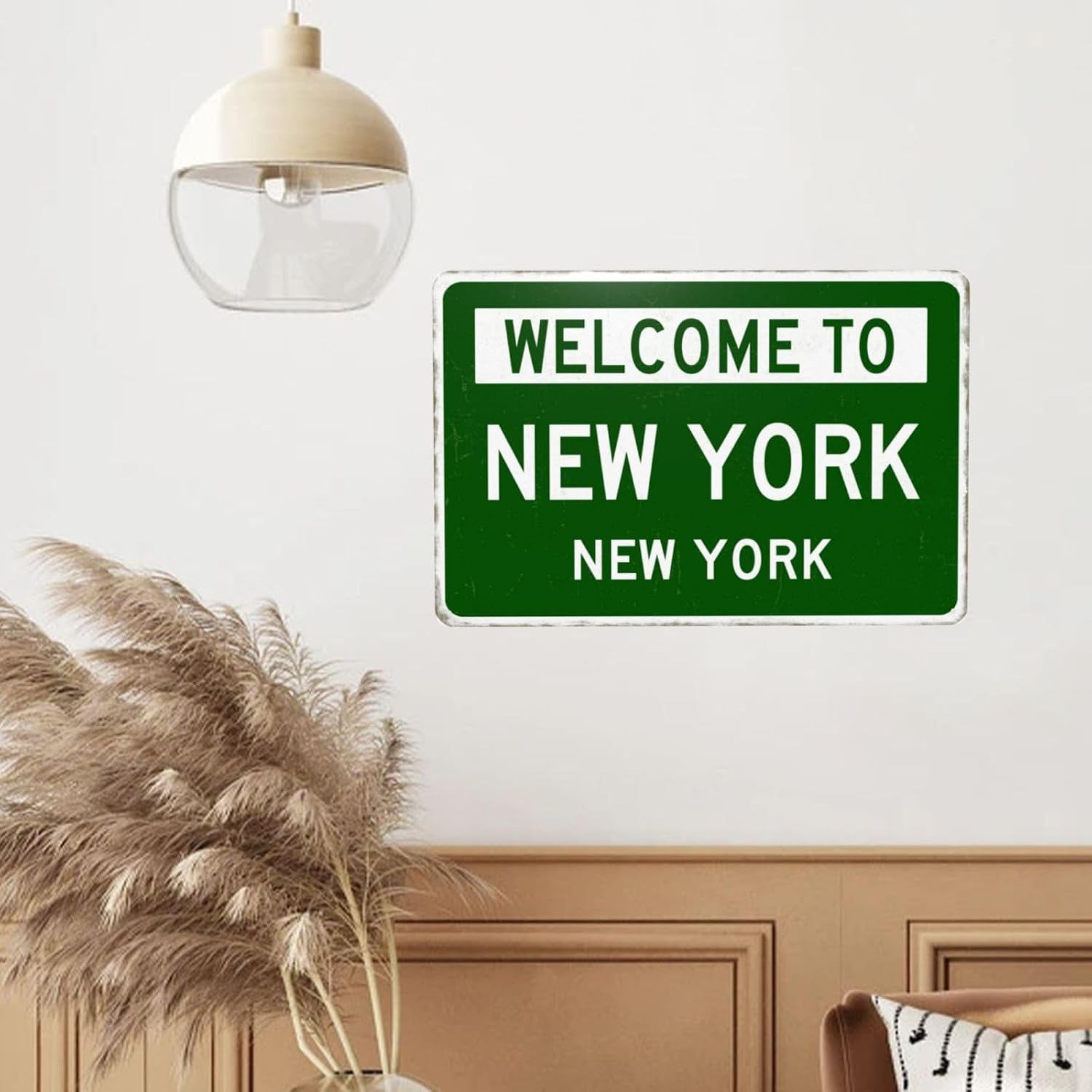 Vintage Metal Signs, Welcome to New York Retro Tin Sign, Home Bar Garage Man Cave Street Wall Decor Art, Present Gift for Friends, Housewarming 12 x 8 inch