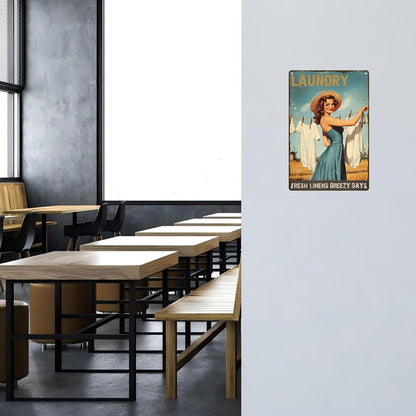 Laundry Metal Tin Sign Laundry Room Wall Decor Fresh Linens Breezy Days Signs Retro Posters for Bathroom Home Bedroom Laundromat Garden 8x12inch
