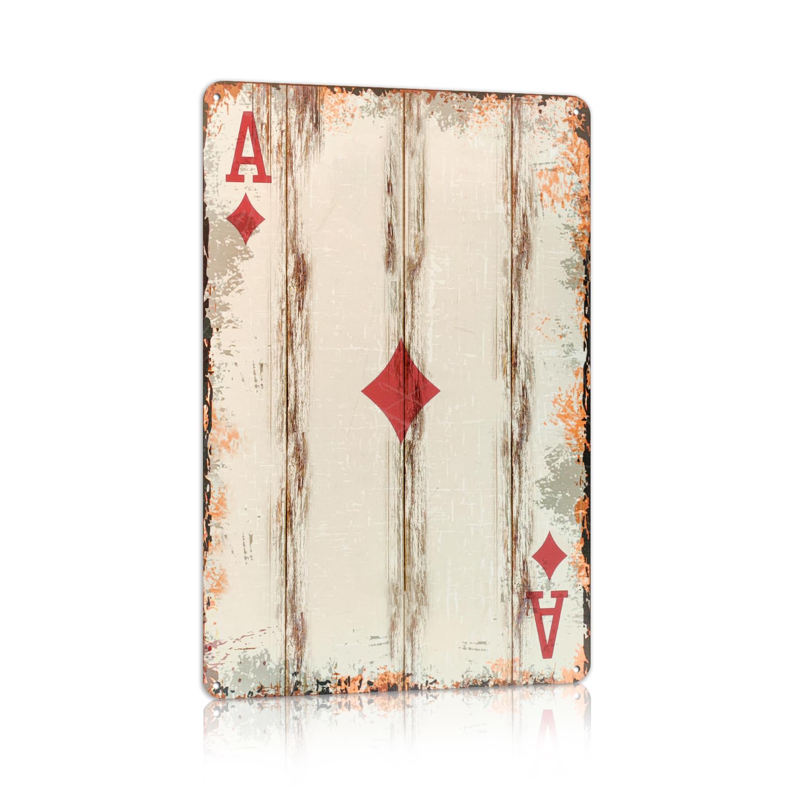 Vintage Poker Metal Sign Red Joker Tin Sign Playing Card Wall Sign Man Cave Home Wall Decor 12 x 8 Inch