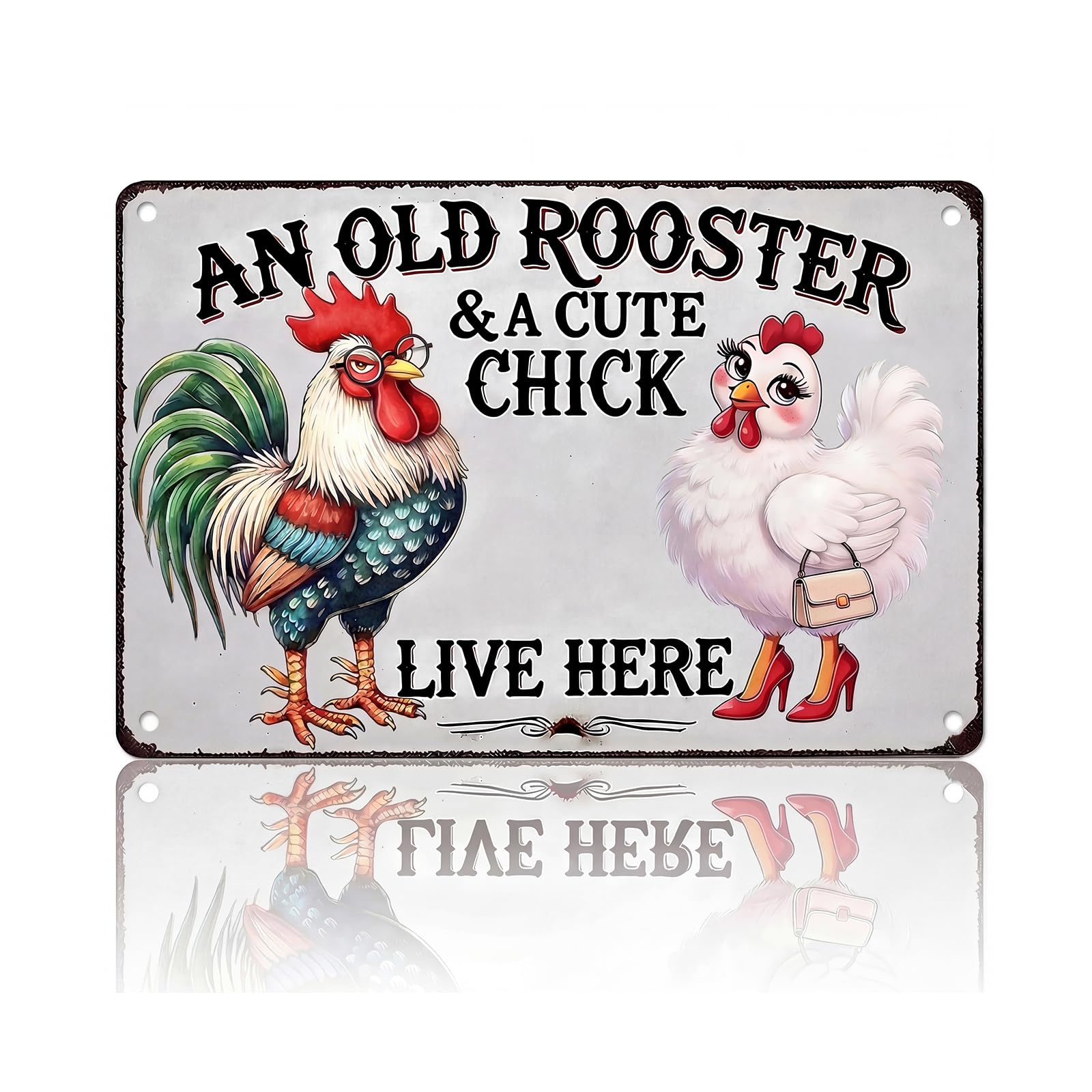 Christian Chicken Tin Sign Bible Verse 8x12 Inch, Watercolor Rooster “God Says You Are” Metal Wall Decor, Religious Encouragement Gift for Farmhouse, Kitchen, Garden, Coop and Chicken Lovers