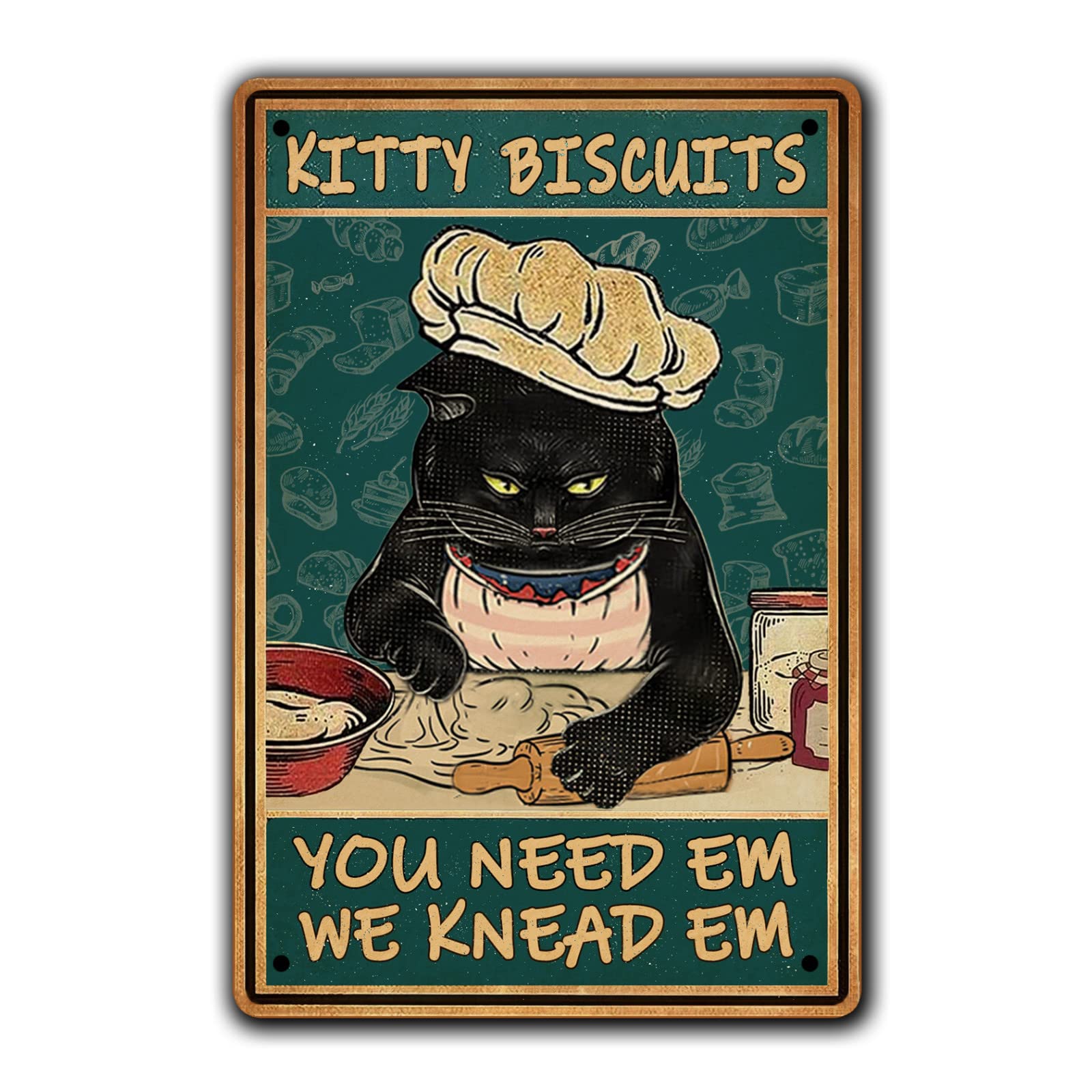 Retro Cat Coffee Metal Sign Vintage Kitchen Signs Wall Decor Because Murder Is Wrong Funny Tin Signs Bar Decorations Art Poster 8x12 Inch