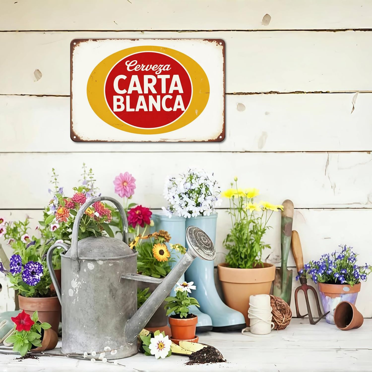 Cerveza Carta Blanca Vintage Mexican Beer Metal Tin Sign, Retro Wall Decor, 8 x 12 Inch, Rectangular
