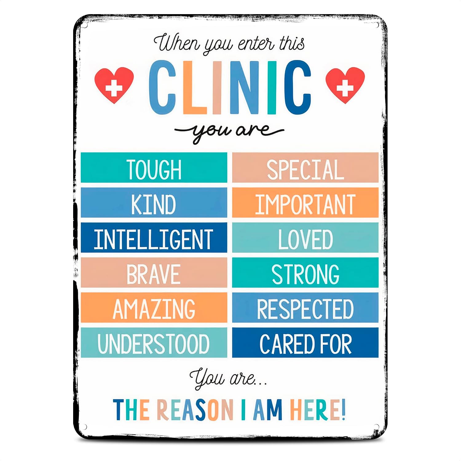 Mental Health Posters for Office When You Enter Clinic - Motivational Wall Art Office, Durable 12x8" Metal Tin Sign Room and Hall Wall Decor, Easy to Install & Non-Fade Colors, Health Class Posters
