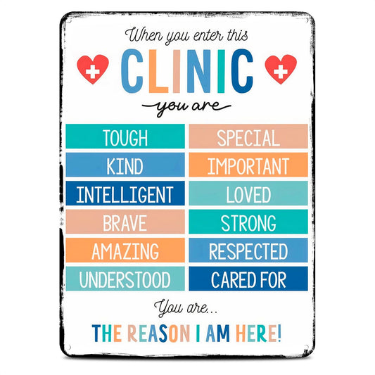 Mental Health Posters for Office When You Enter Clinic - Motivational Wall Art Office, Durable 12x8" Metal Tin Sign Room and Hall Wall Decor, Easy to Install & Non-Fade Colors, Health Class Posters