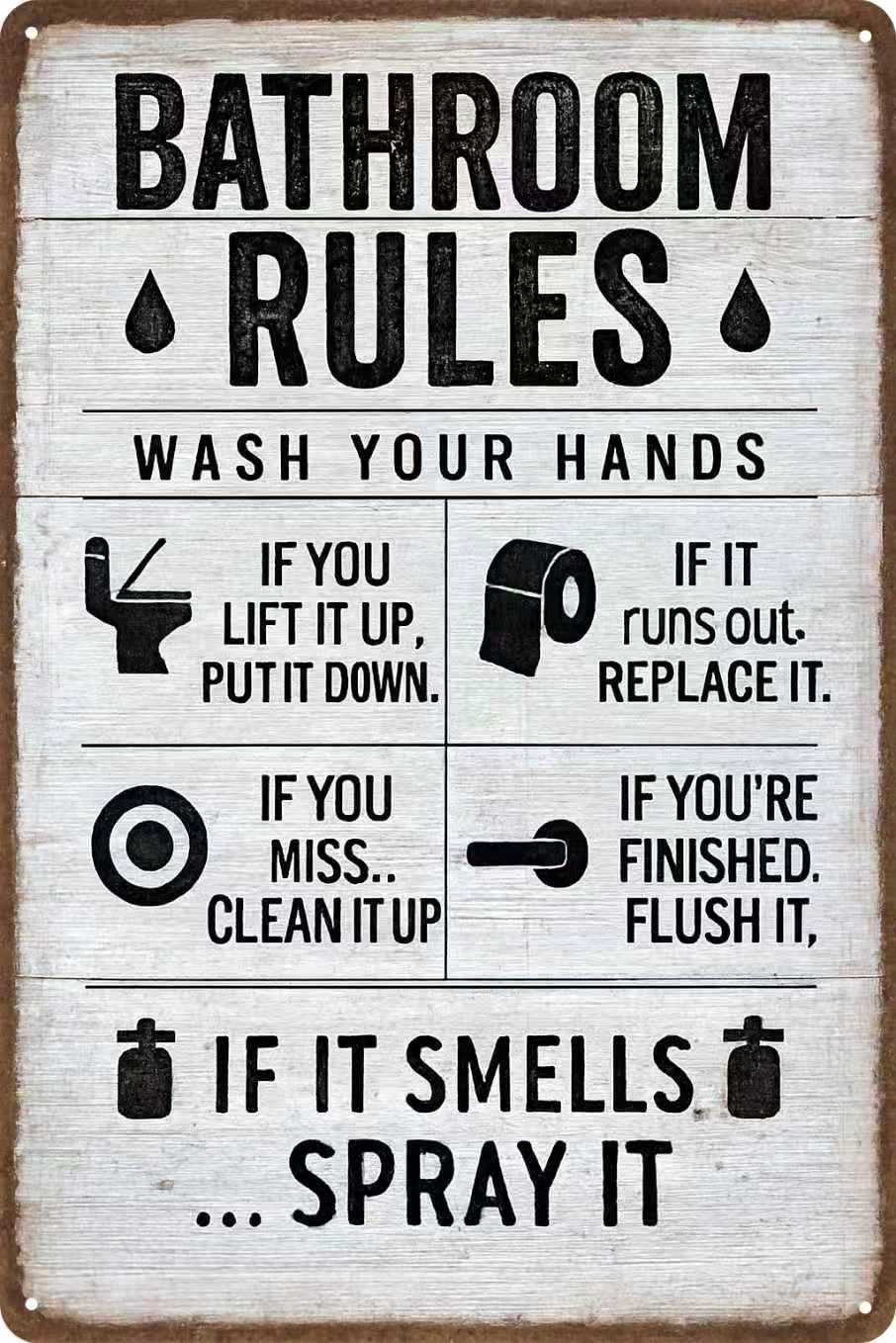 Funny Bathroom Sign, Remember to Wipe Metal Tin Sign, Dog Bathroom Wall Decor, Vintage Bathroom Accessories for Home Guest Restroom, Toilet Humor Wall Art - 8x12 Inch