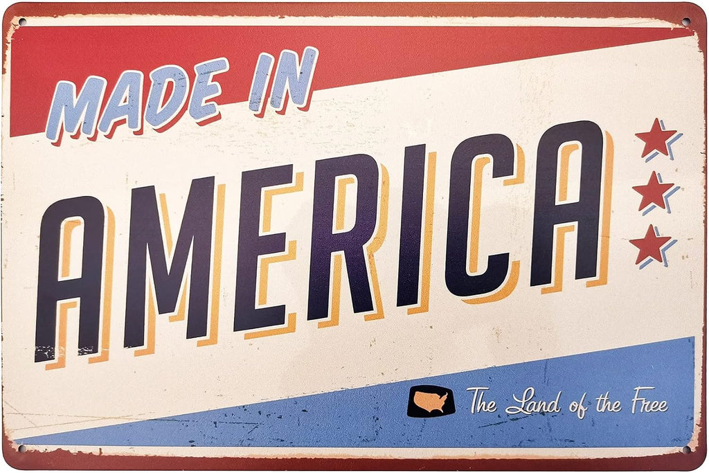 ERLOOD Made in America Retro Metal Vintage Tin Sign 12 x 8