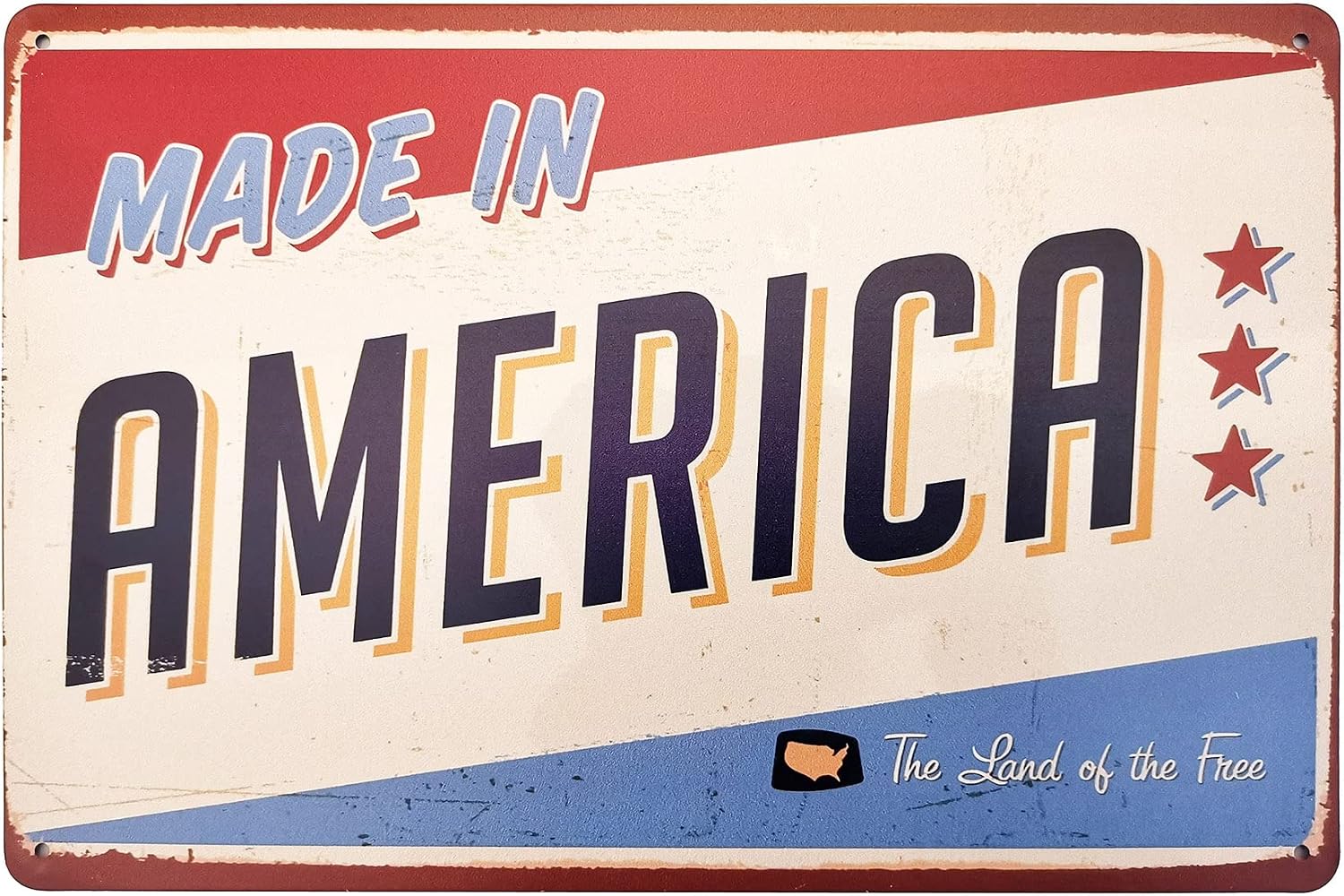 ERLOOD Made in America Retro Metal Vintage Tin Sign 12 x 8