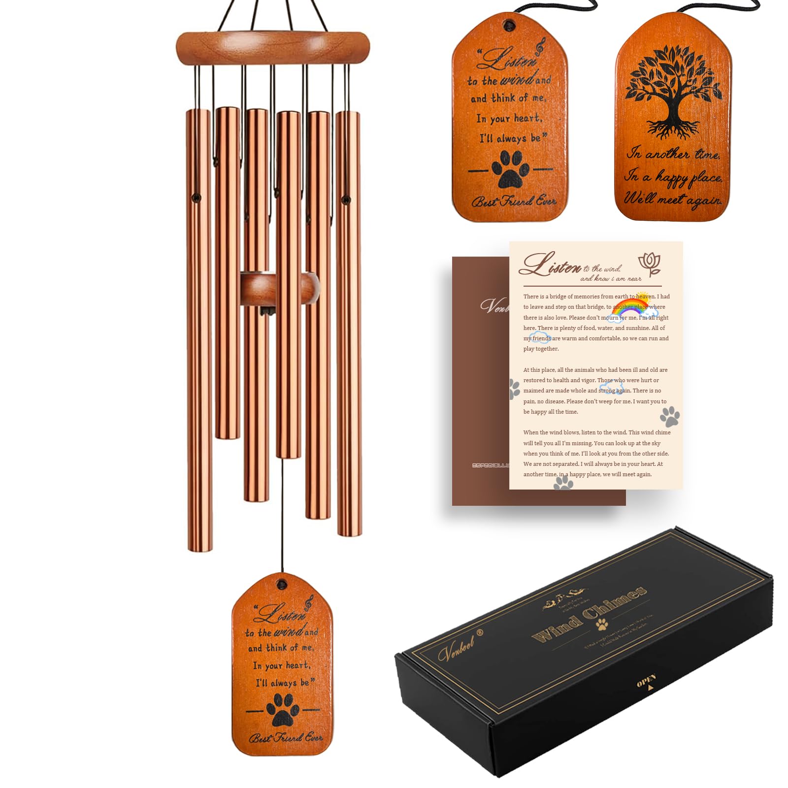 Dog Memorial Gifts, 28" Pet Memorial Wind Chimes, Loss of Dog Sympathy Gift, Pet Loss Passing Away Remembrance Bereavement Gift