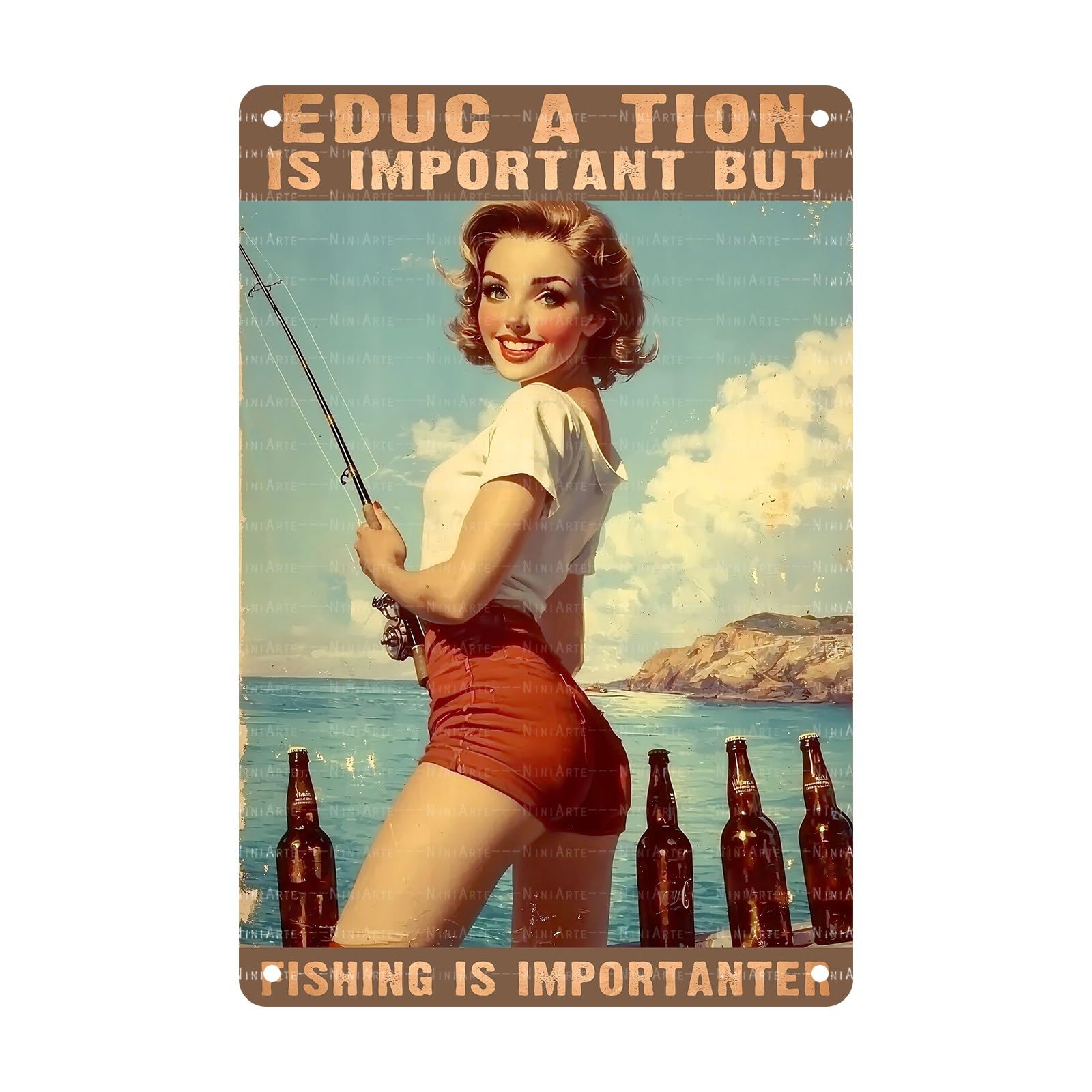 Funny Turtle Bathroom Vintage Tin Sign Turtle Metal Sign Beach Bathroom Wall Decor 8X12Inch