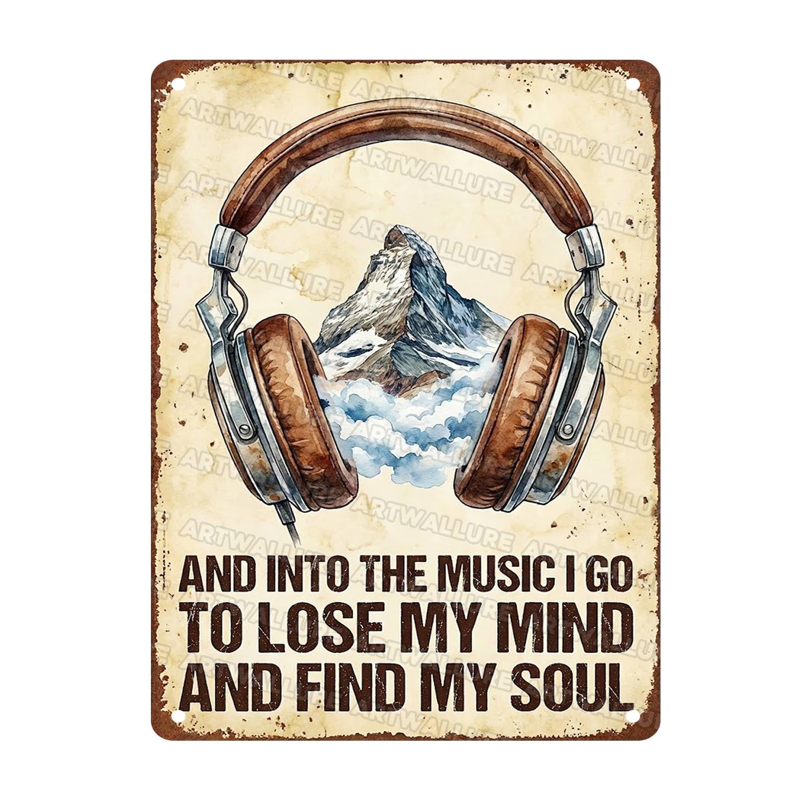 Acoustic Guitar Metal Tin Sign Nature Scenery Music Decor Vintage Wall Art Gift for Guitar Player Camping Lover 8x12Inch