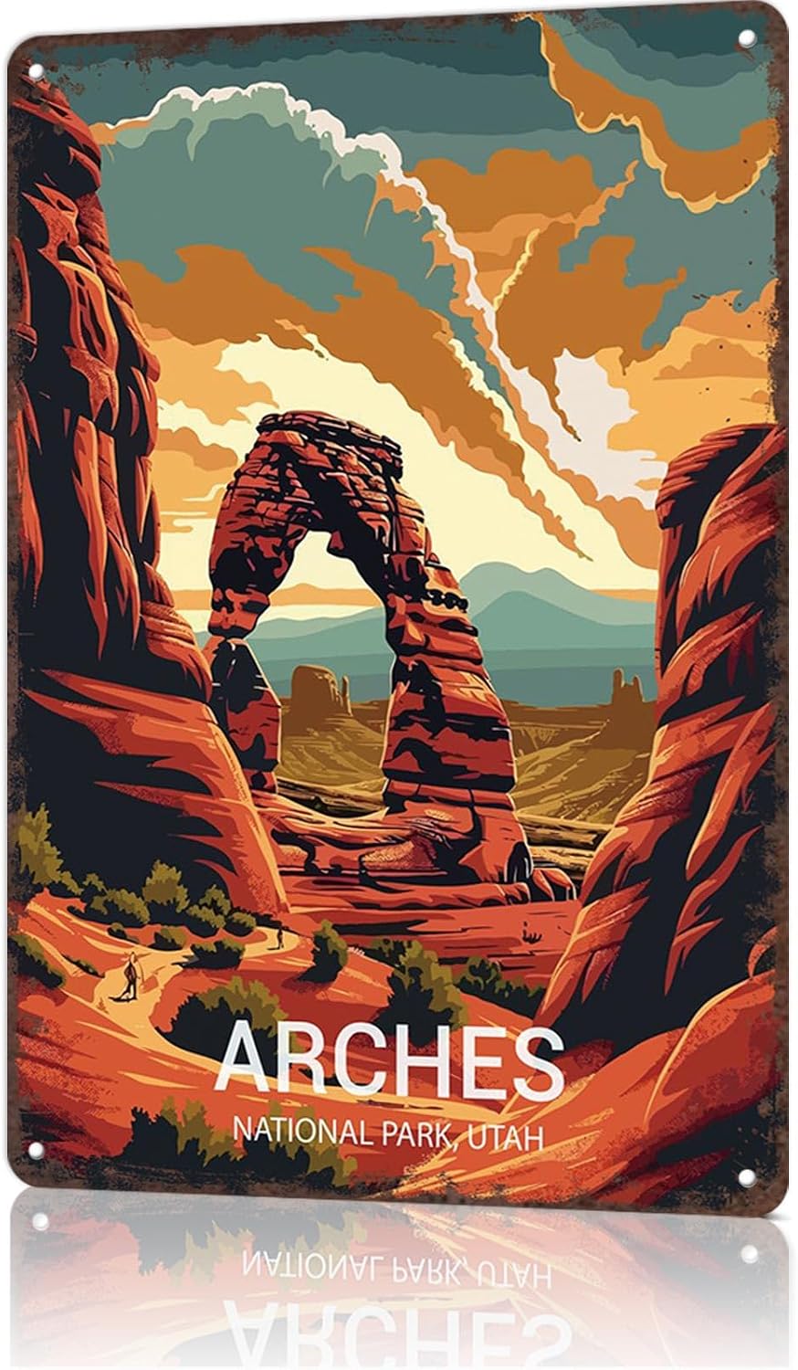 Vintage Metal Tin Sign Arches National Park Poster-Wall Art Decor for Home Room Office Dorm Decor 8X12inch