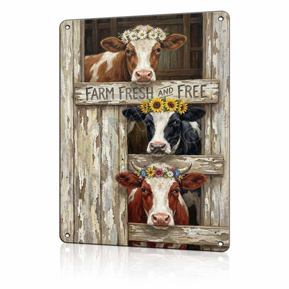 Rise and Shine Chicken Metal Tin Sign - Rustic Farmhouse Kitchen Wall Decor - Cute Rooster & Hen Art Poster for Coffee Bar or Breakfast Nook 8x12 inch