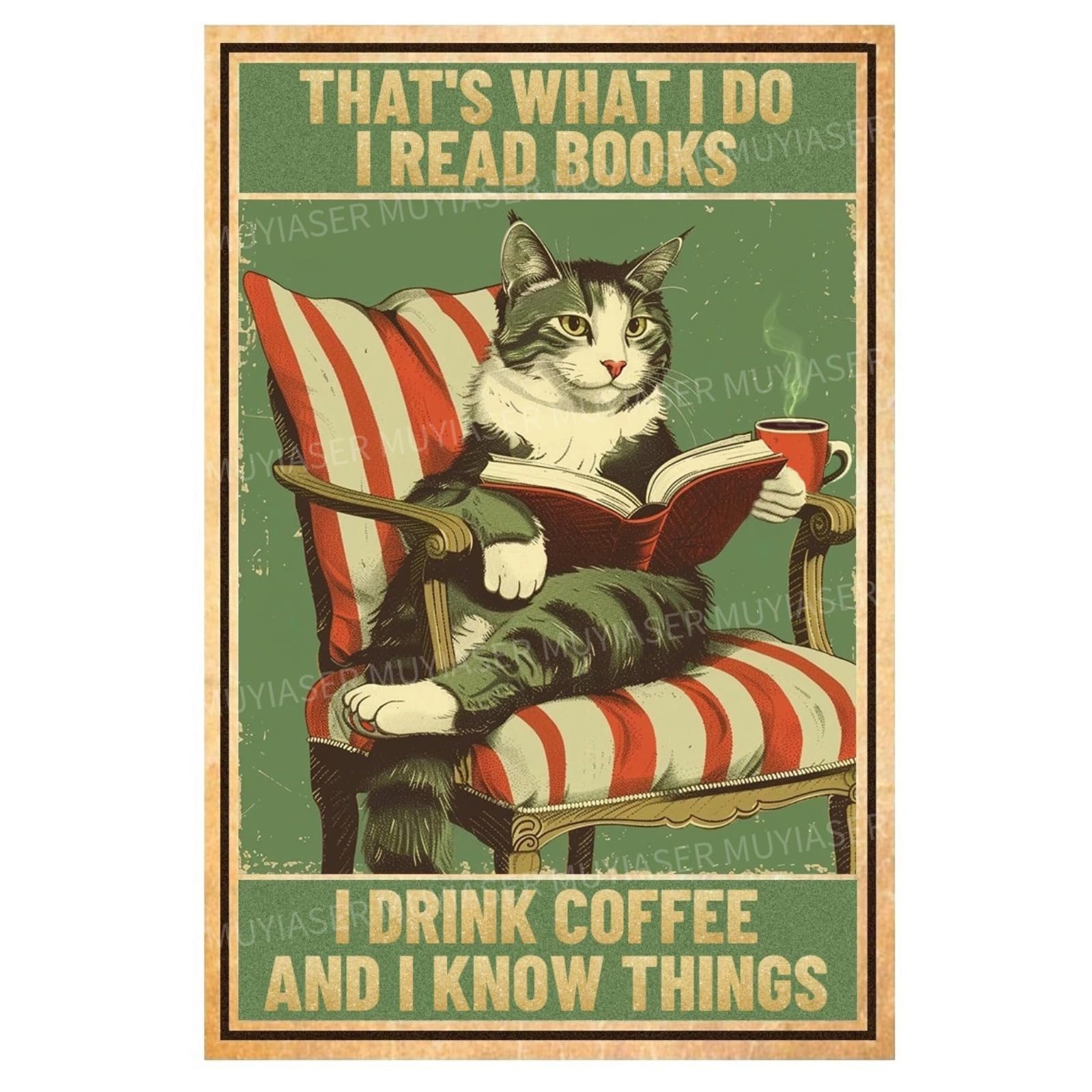 Metal Sign Easily Distracted By Cats & Garden Vintage Retro Aluminum Tin Sign for Garden, Kitchen, Office, Home, Bar, Cafe Decor 8x12 Inch