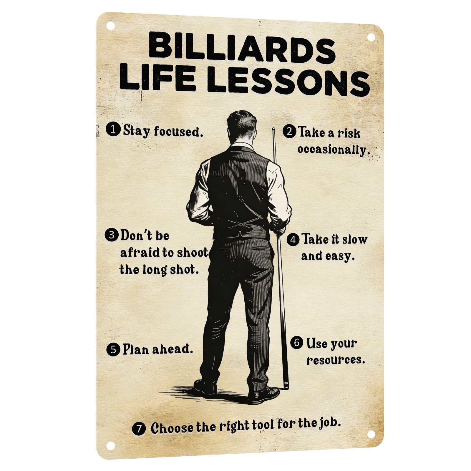 Billiards Metal Sign Less Talk More Chalk Billiards Vintage Art Wall Decor Funny Pool Decor for Man Cave Game Room Bar Garage Billiard Room 8x12 Inch