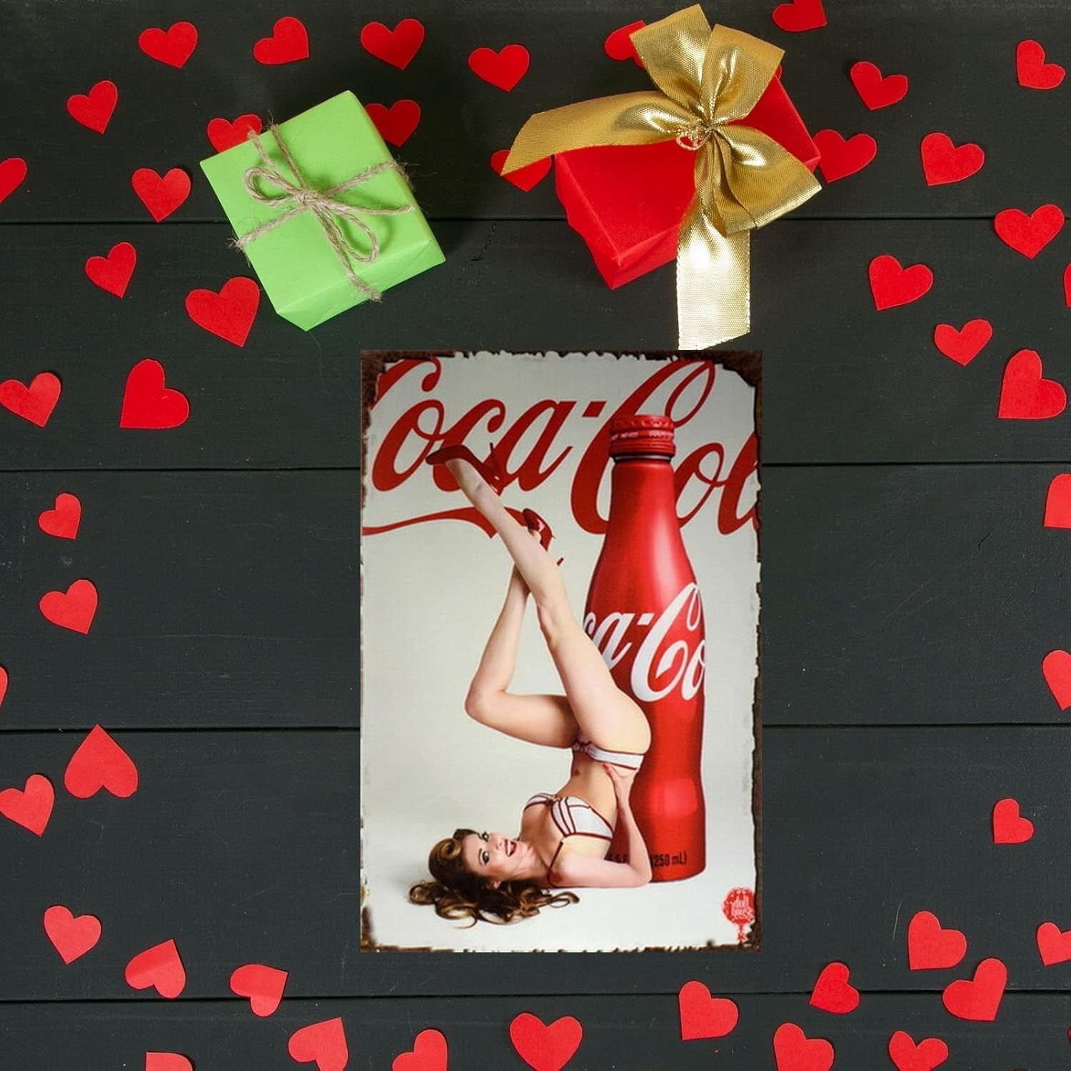 Coke Tin Sign Metal Poster Vintage Wall Decor, Coca Cola Hot Girl, for Pub Restaurants Cafe Club Plaque Man Cave Wall 8x12 Inch